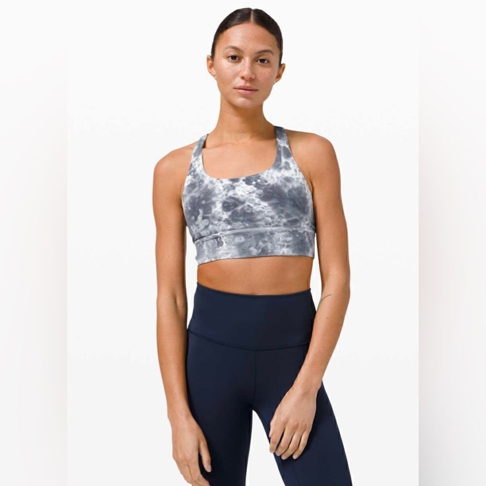 Lululemon Energy Bra Long Line *Tie Dye Marble Dye Classic Navy